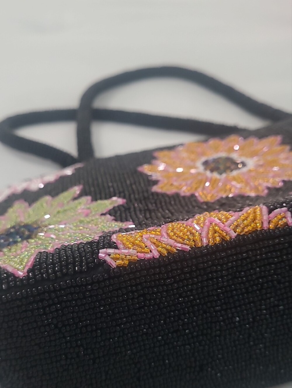 Beaded Floral Black Handbag - Picture 3 of 12
